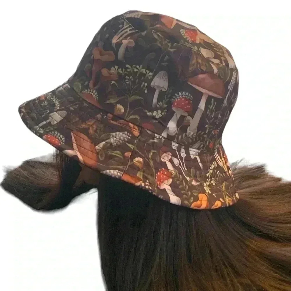 Mushroom Print Bucket Hat - Brown Multi - Picture 4 of 7